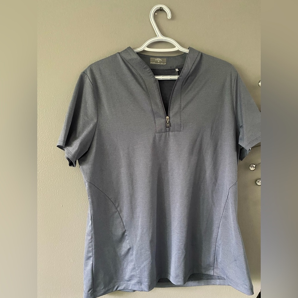Callaway | blueish Gray Short Sleeve Zip-Up Golf Top XL